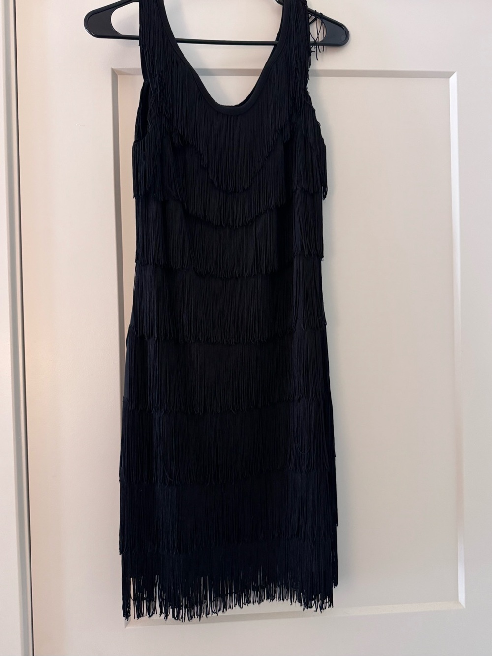White House Black Market Black Fringe Midi Dress